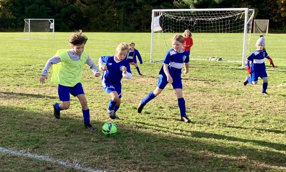 Second grade soccer girls team on the field