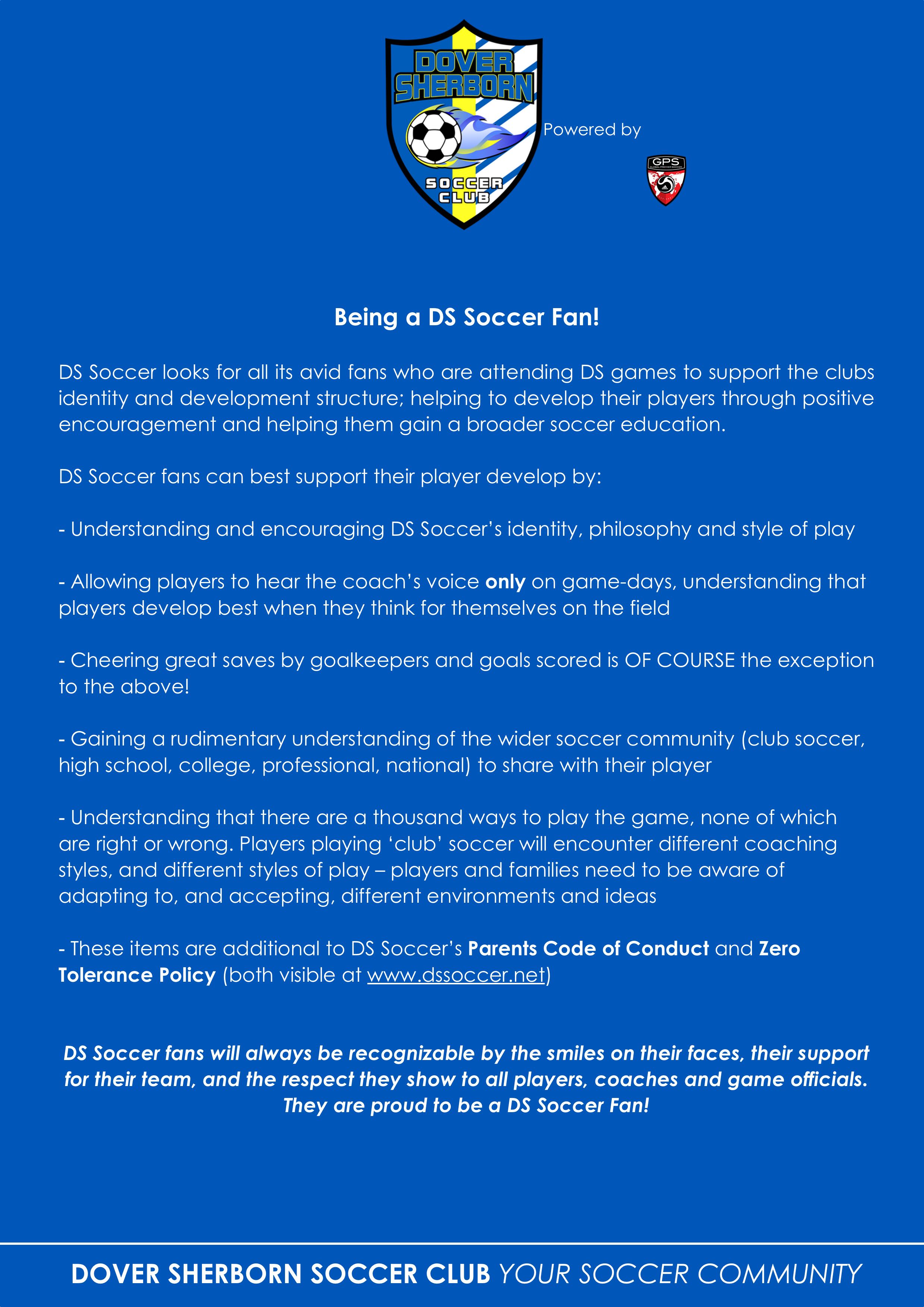Being a DS Soccer Fan Flyer